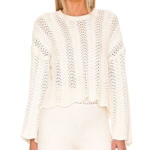 White Crochet Wonder Long Sleeve Top Sweater by 27 miles malibu